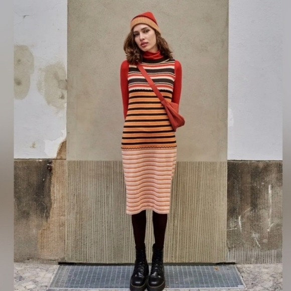 NWT MARNIxUNIQLO MERINO BLEND SLEEVELESS STRIPED KNITTED DRESS - Picture 1 of 5